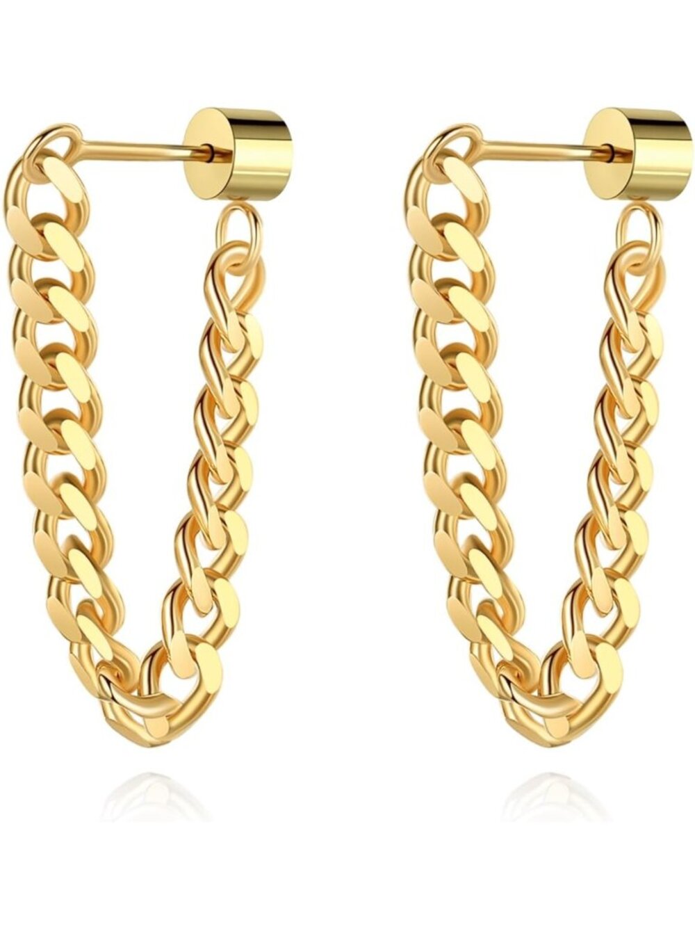 Sterling Silver 925 Cuban Link Dangle Drop Earrings for Women - Chic & Stylish